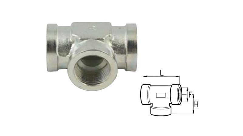 T PIECE HYDRAULIQUE BSP FEMELLE-FEMELLE 1/2