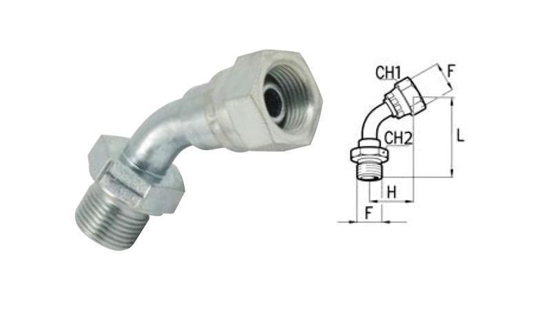 HYDRAULISCHER ELLENBIEGUNG 45° BSP MÄNNLICH-FEMININ 1/4