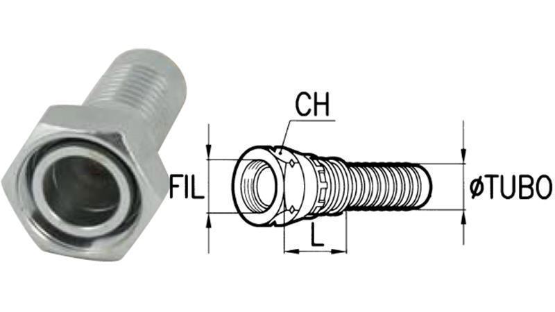 HYDRAULIC FITTING DKOL 18 L FEMALE DN12-M26x1,5