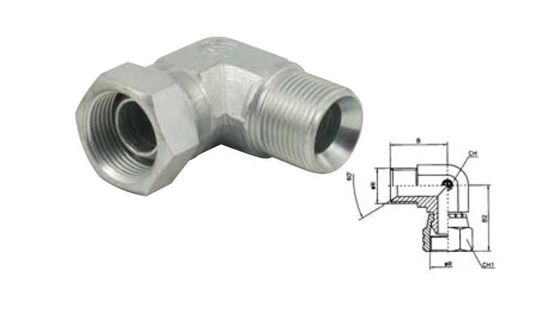 HYDRAULIC ELBOW 90°BSP SWIVEL NUT-MALE 3/8