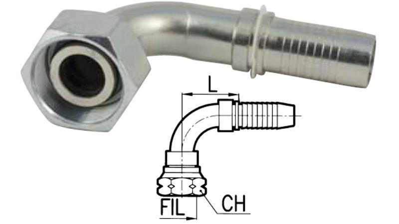 CONEXÃO HIDRÁULICA DKOL 15 L CURVA FEMEA 90 DN10-M22X1.5