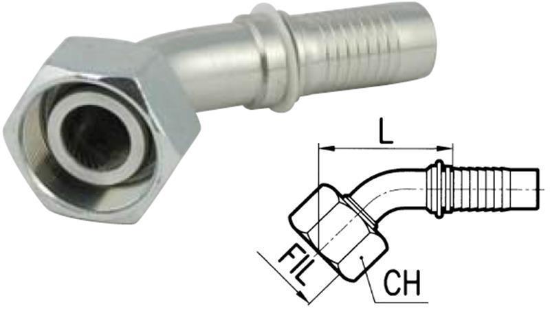 HYDRAULISK TILKOBLING DKOS 14 MED HUNN ELBOW 45* DN12-M22x1.5