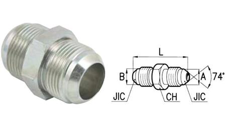 HYDRAULIC STUD FITTING MALE JIC74° 7/16”-20 7/16”-20