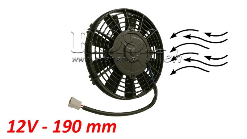 VENTILATOR AXIAL 190MM ÎMPINGERE 12V
