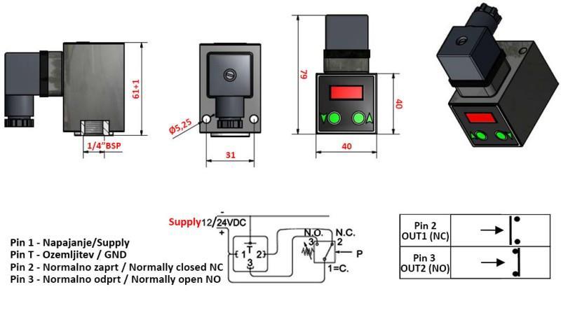 ELEKTRONIKUS NYOMÁS KAPCSOLÓ KLV55 0-200 BAR (MAX.500BAR)