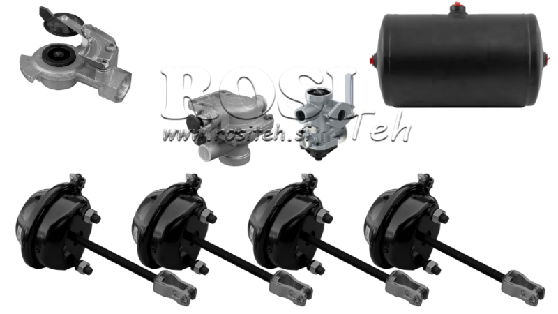 SATS FÖR LUFTBROMSAR FÖR SLÄP KOMPLETT ENKELKRETS SYSTEM 4 CYLINDRAR