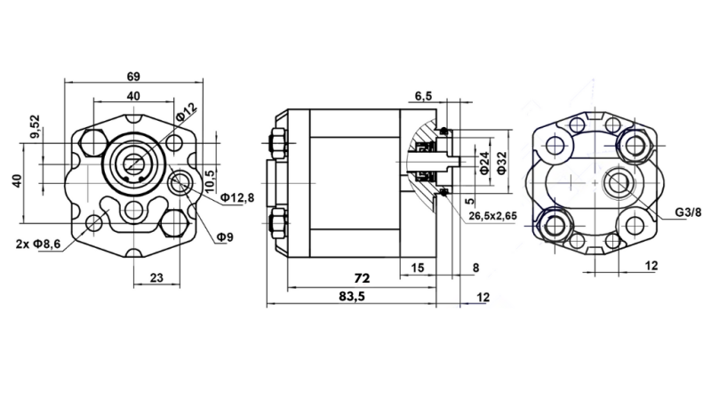 HIDRAULISKĀ SŪKNE 10C2,1X302 2,1 CC LABĀ