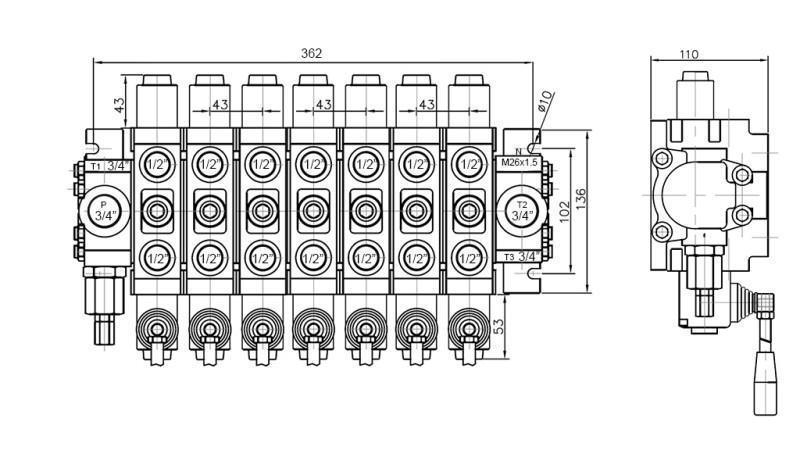 HYDRAULINEN VENTTIILI 7xPC70