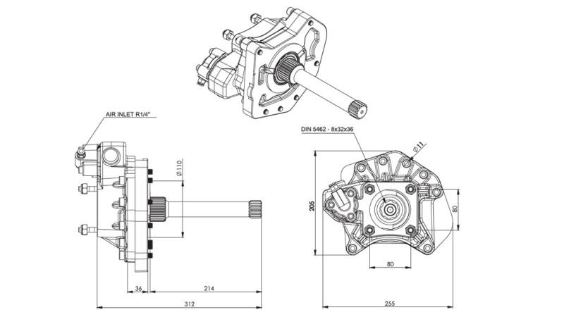 Dimensions HYDRAULIC PUMP DRIVE - MERCEDES ACTROS A