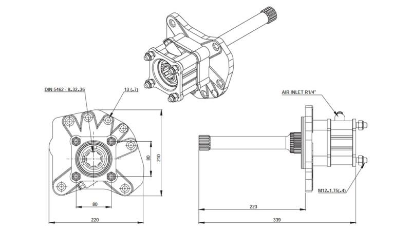 ABMESSUNGEN DER HYDRAULIKPUMPE - MERCEDES AXOR 1