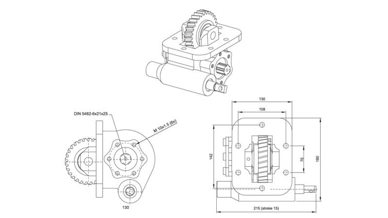 Rozměry HYDRAULICKÉ PUMPY - ISUZU MSB 5S VAKUUM