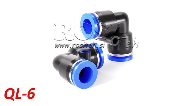 CONECTOR ANGULAR DE ENCHUFE NEUMÁTICO TPA SIN ROSCA QL-6