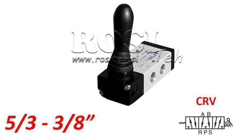 PNEUMATICKÝ RUKOVÄŤ 5/3 3/8 PRT-1053-CRV NÁVRAT S PRUŽINOU