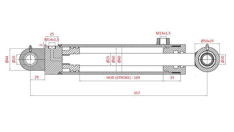 CYLINDER KIEROWNICZY HYDRAULICZNY FIAT-NEW HOLLAND OEM-4997919, 4998944, 4998945, 5110840, 5125262
