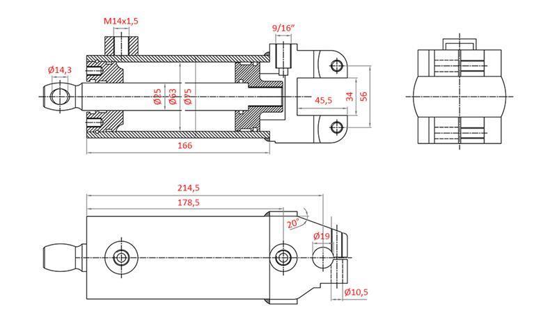 HIDRAULIKUS KORMÁNYHENGER MASSEY FERGUSON OEM-1605121M91, 1605121M92 532193M91, 3773711M91