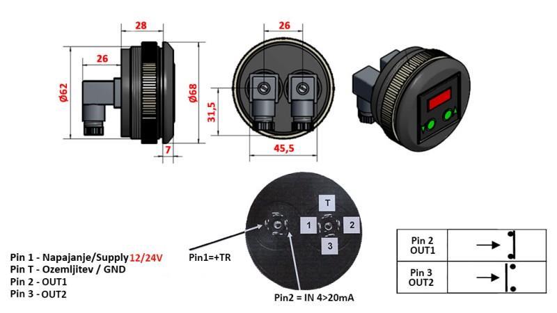 ELEKTRONIKUS NYOMÁS KAPCSOLÓ MANOMÉTERREL KD59 0-400 BAR