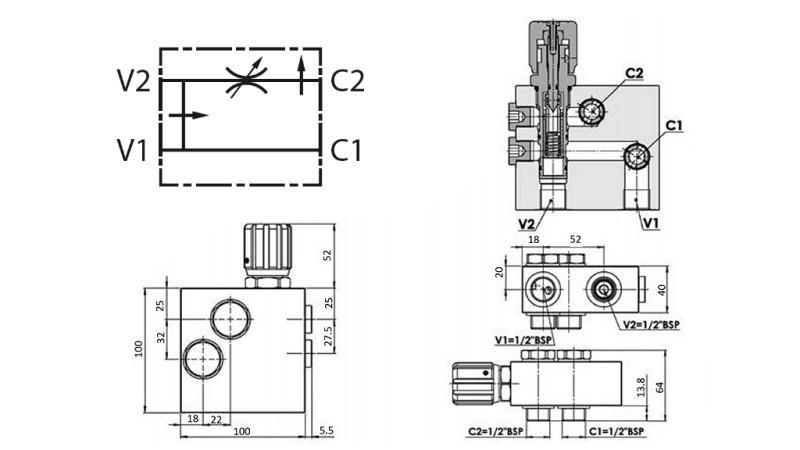 HYDRAULISCHE PRIORITEITSKLEP VOOR HYDROMOTOR MS