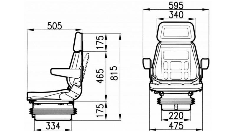 ASIENTO DE TRACTOR SUSPENSIÓN NEUMÁTICA TELA CON DESCANSABRAZOS