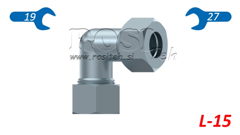CODO HIDRÁULICO L-15 CON TUERCA