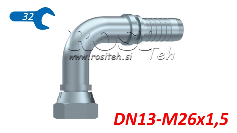 HIDRAULIČNI PRIKLJUČAK BSP ŽENSKI KOLJENO 90° DN13-M26x1,5