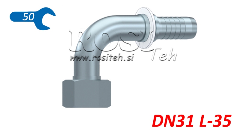 HYDRAULICKÁ PRÍPOJKA DKOL 35 L SAMICA KOLENO 90° DN31–M45×2