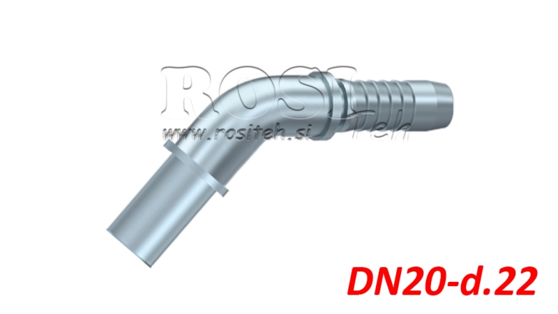 HYDRAULICKÁ PRÍPOJKA RÚRKOVÝ PRECHOD – KOLENO 45° DN20-d.22