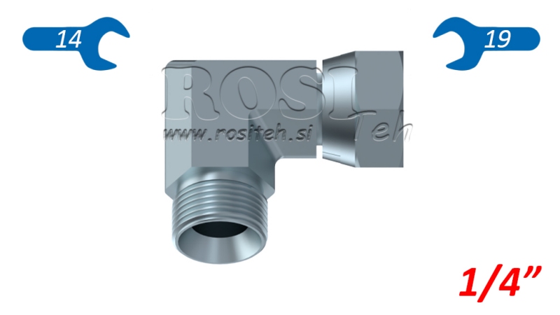 HYDRAULIK KNIE 90°BSP KURZ DREHENDE MUTTER-MÄNNLICH 1/4