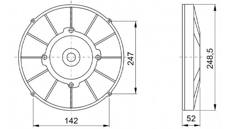 AKSÍÁLIS VENTILÁTOR 255mm elszívó 12V