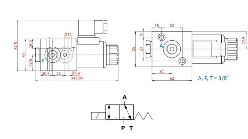 VALVOLA 3 VIE 3/8 12V - 50lit