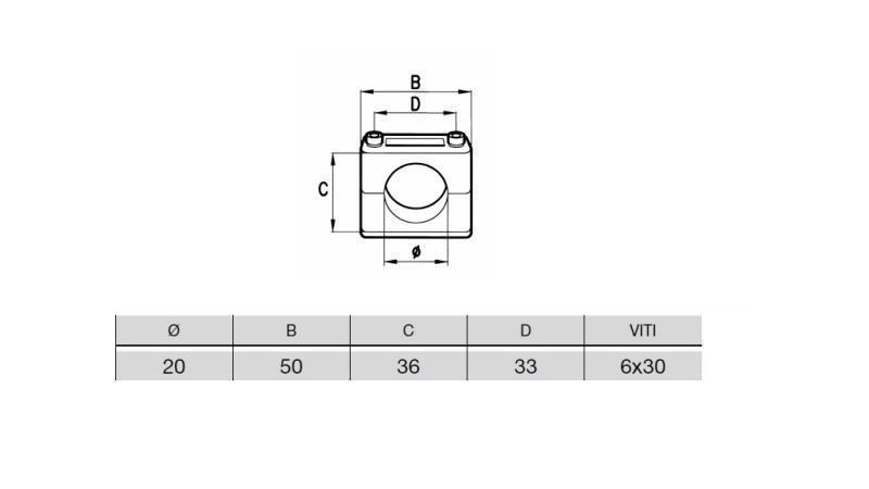 PORTA TUBO FI 20 - dimensioni