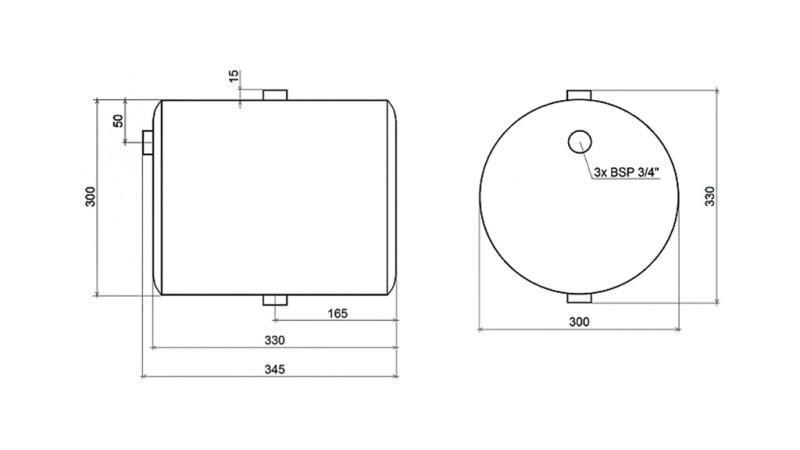 METALLRESERVOAR 20 LITER RUND DIAMETER 300mm - HÖJD 340mm