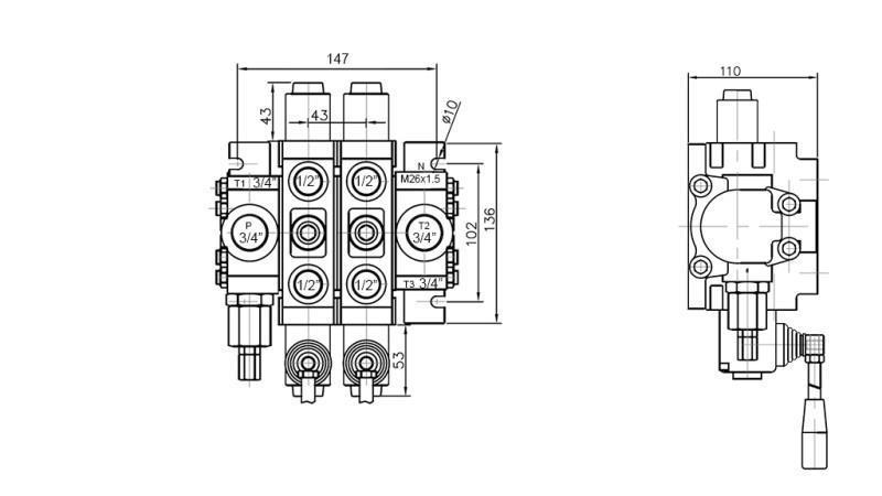 HYDRAULIKVENTIL 2xPC70