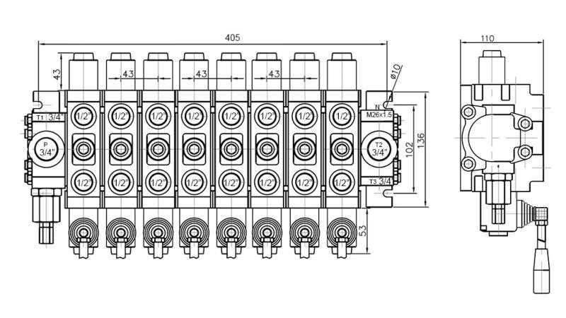 HYDRAULIKVENTIL 8xPC70