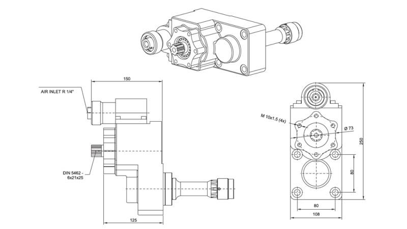 HIDRAULIKUS SZIVATTYÚ KIMENET DIMENZIÓK - IVECO 2895