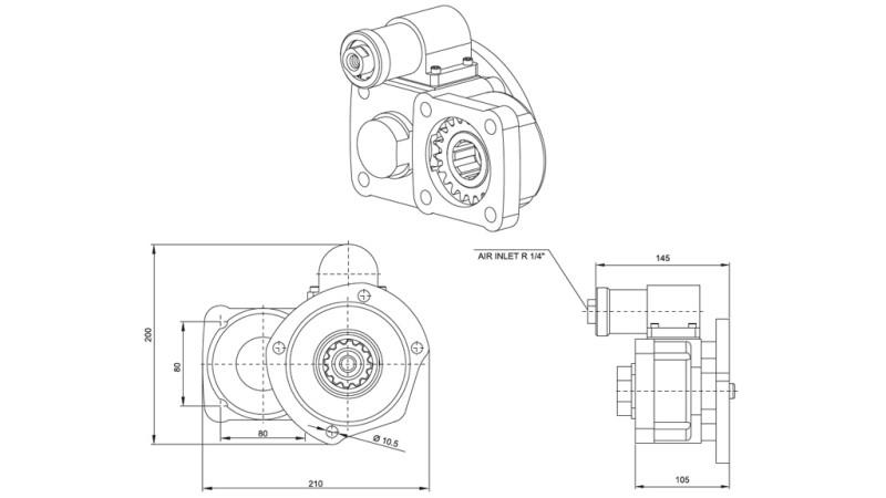 Dimensões SAÍDA PARA BOMBA HIDRÁULICA - VOLVO R5-2