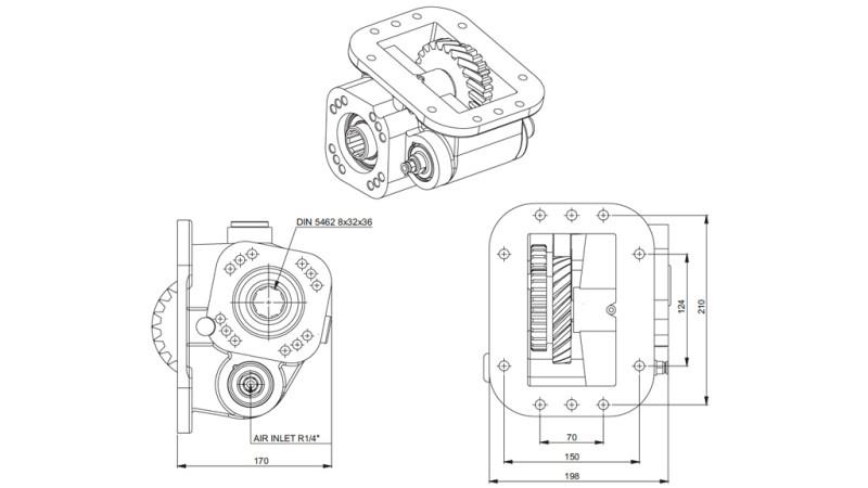 Dimensioni USCITA PER POMPA IDRAULICA - SCANIA GRS 900