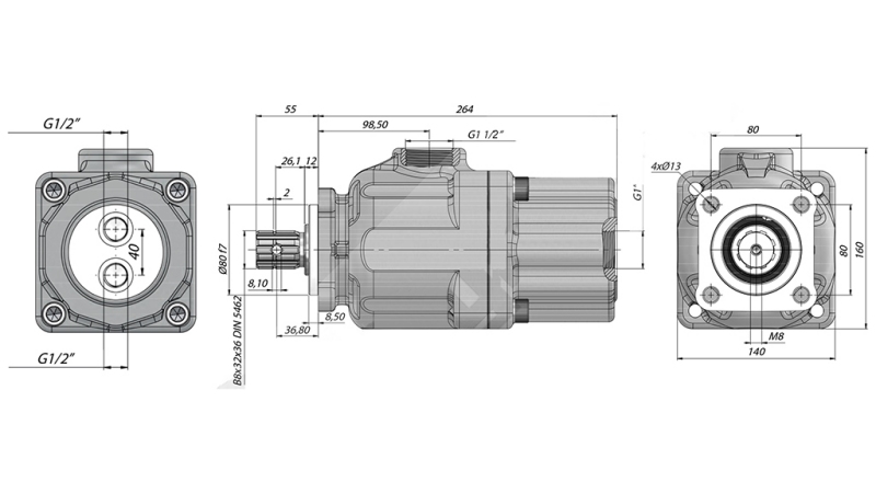 HYDRAULISK PISTONPUMPE TANDEM 50+50CC