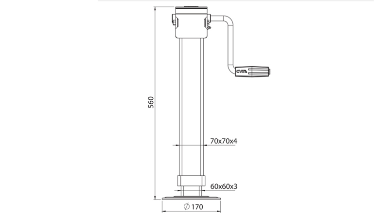 GEWINDE STØTTEBEN 300mm - 3.000kg