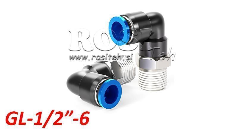 PNEUMATIC PLUG ANGLE CONNECTOR TPA WITH THREAD GL-012-6