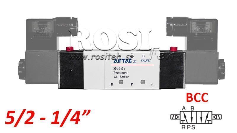 PNEUMATIKUS ELEKTROMOS SZELEP 5/2 BISTABIL 1/4 PRT-0852-BCC