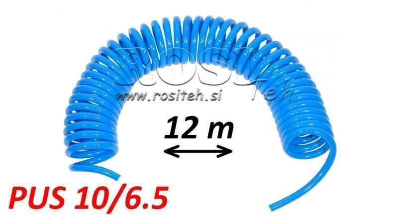 PUS 10/6,5 12m UNGERÜSTETER BLAUER LUFTSCHLAUCH SPIRAL