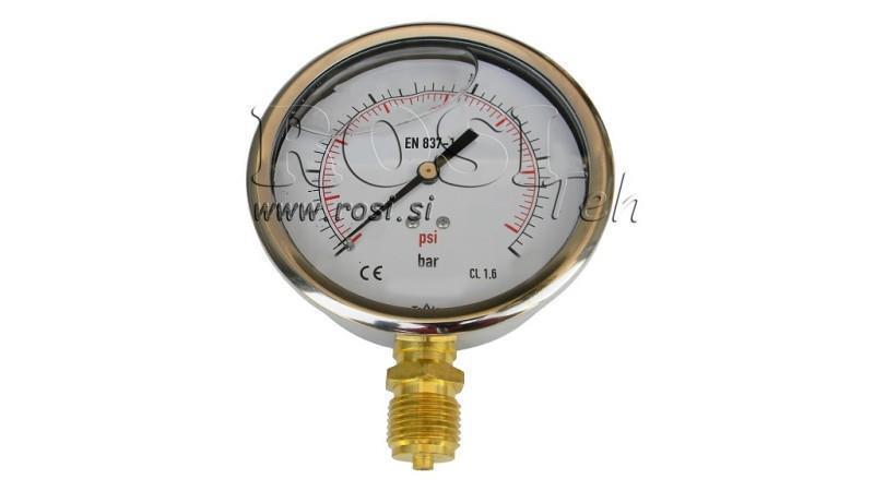 MANOMETER DN100 VERTIKAL 0 - 25 BAR - 1/2