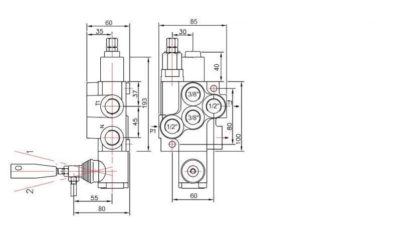 HYDRAULIC VALVE 1xP40 + ONE DIRECTION B1