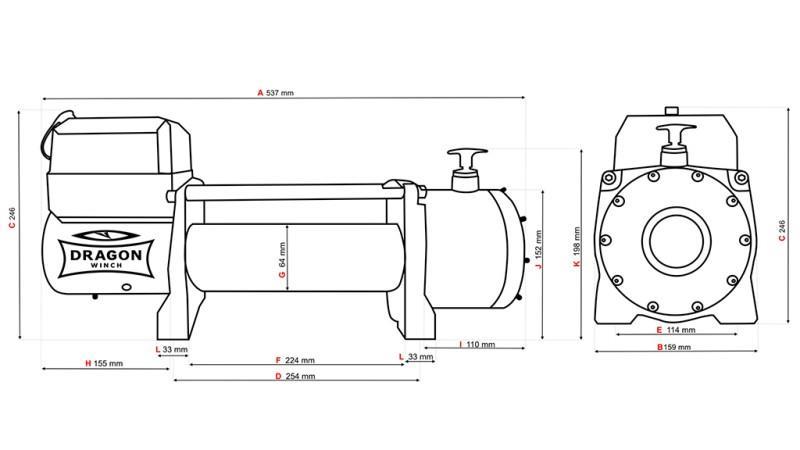 12 V ELEKTRISK VINCH DWM 13000 HD - 5897 kg - Syntetisk tau