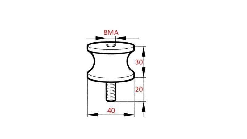 SILENT BLOCK: MALE THREAD 8MA AND FEMALE ON THE OTHER SIDE