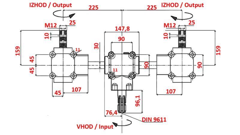 SET DI RIDUTTORI 1:1,3 (27HP-20kW) PER LO SPARGITORE L:450 GHISA