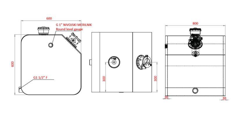 METAL TANK TOP 250 Lit 600x600x800mm