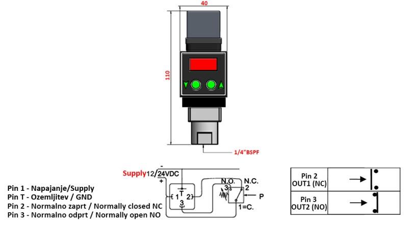 FL55 ELEKTRONIKUS NYOMÁSKAPCSOLÓ 0-200 BAR (MAX.500 BAR)