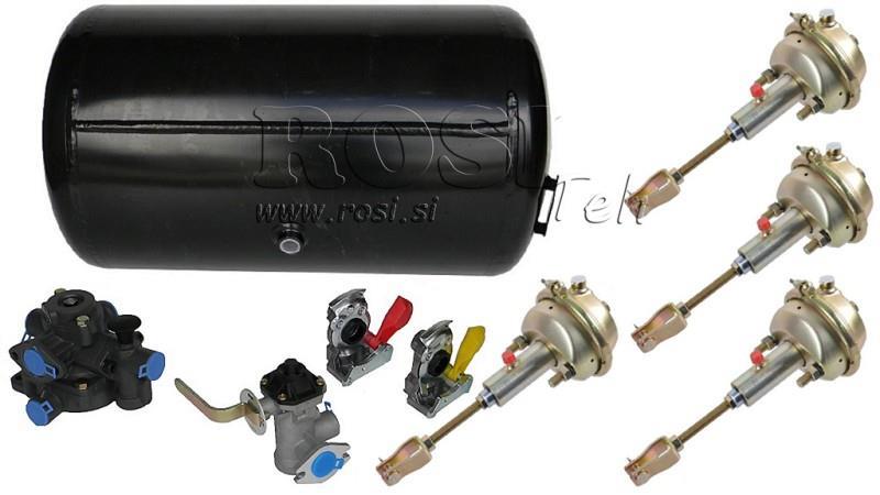 SET DI FRENI AD ARIA-IDRAULICI PER RIMORCHIO COMPLETO SISTEMA A DOPPIO CIRCUITO 4 CILINDRI