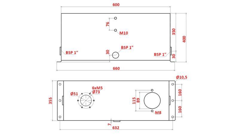 RÉSERVOIR EN MÉTAL 75 LITRES CUBE 400x355x600mm COMPLÈTE AVEC ÉQUIPEMENT